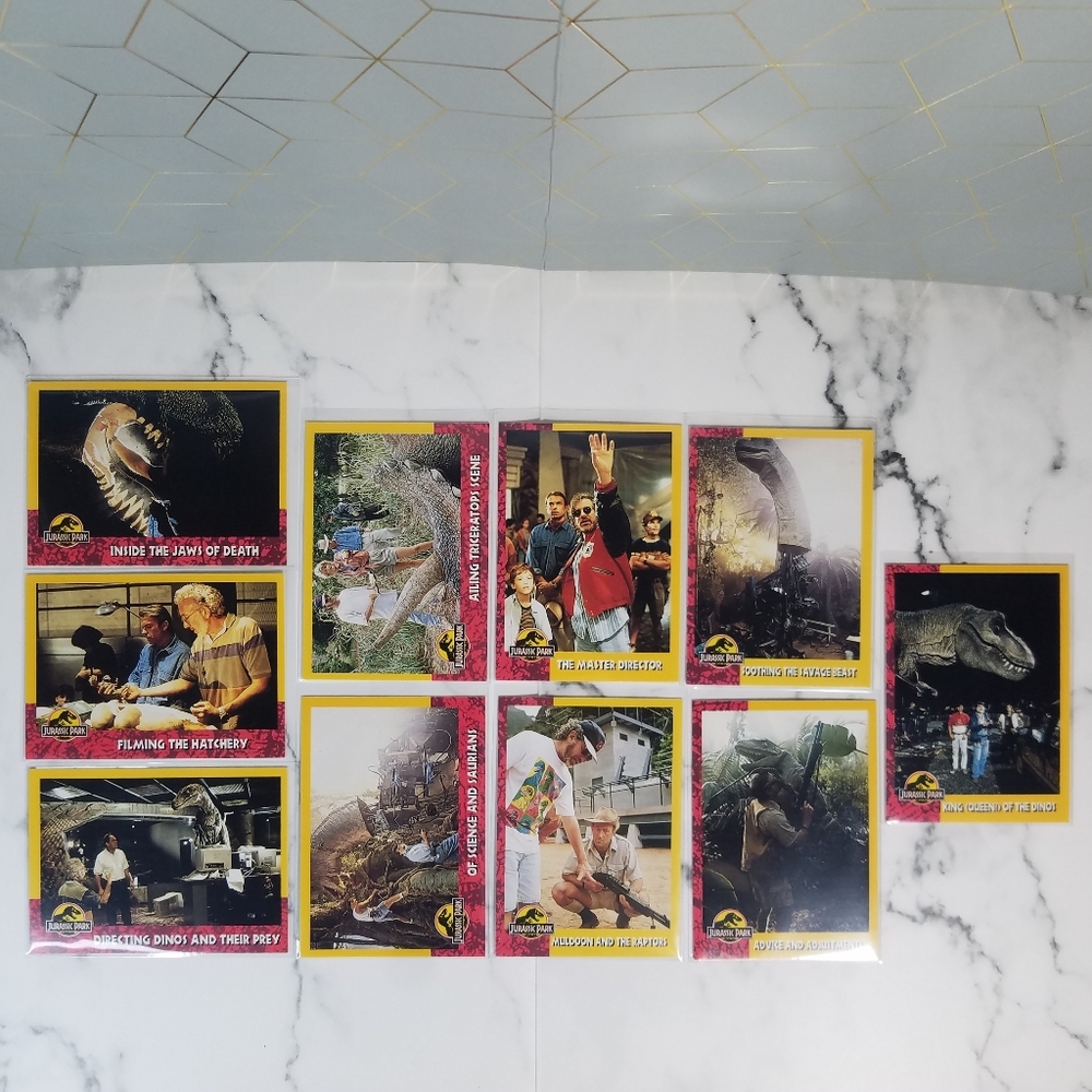 Vintage JP Topps Trading Cards Lot of 10 Jurassic Park Movie Cards Lot #3